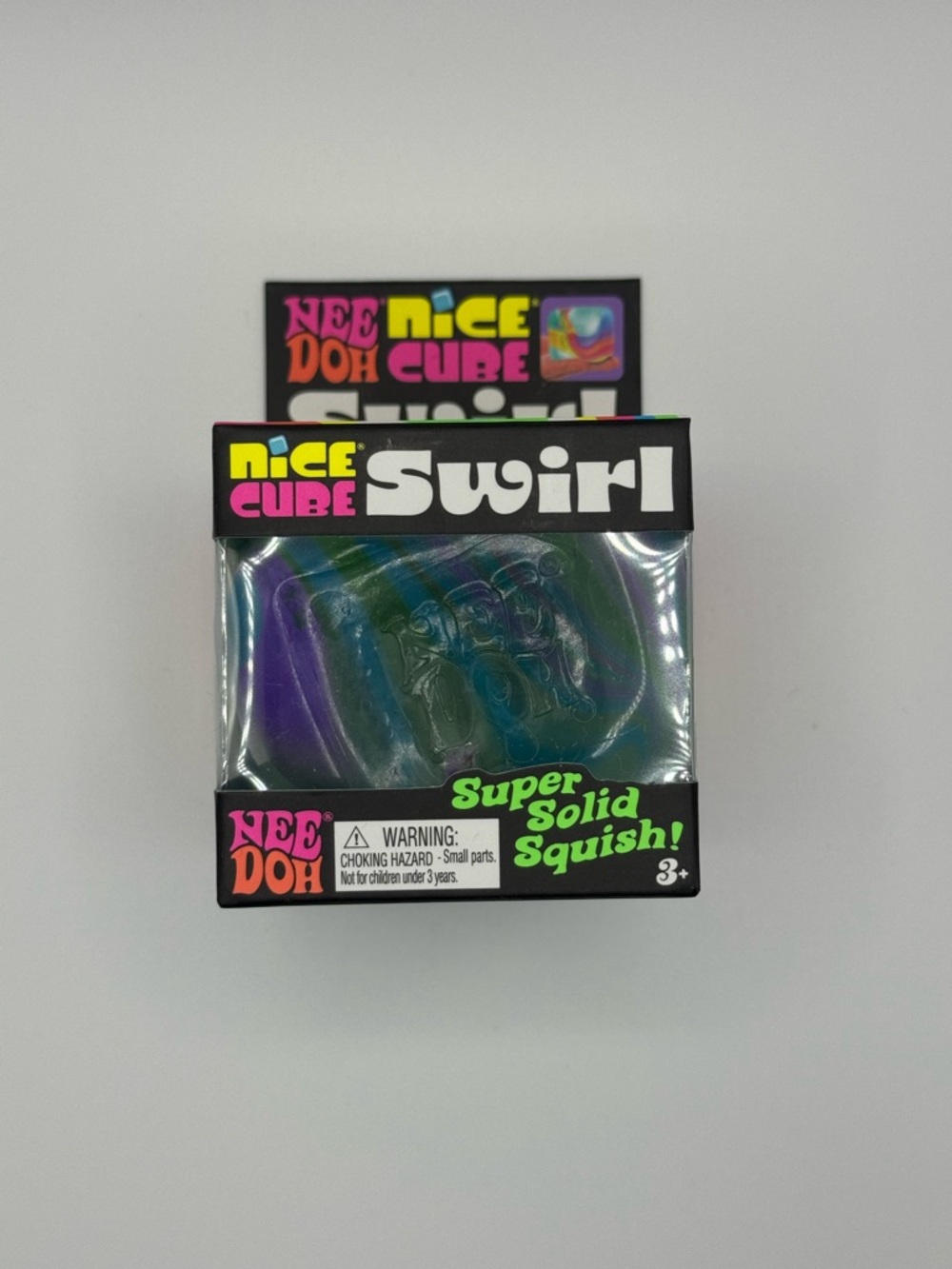 New! NeeDoh Nice Cube Swirl Sensory Toy with a Super Solid Squish (Green)